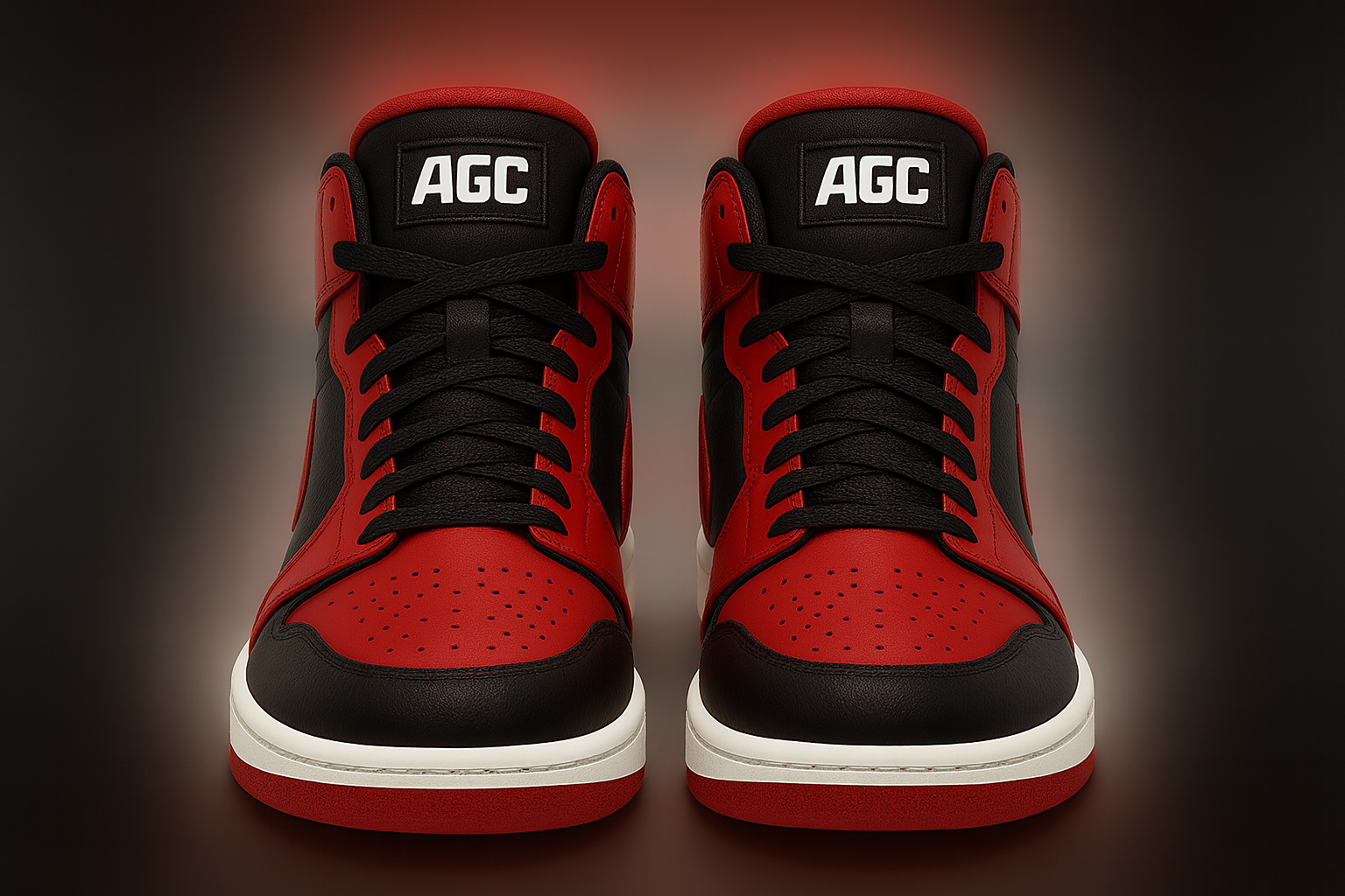 Paire AGC noir et rouge sur fond artistique